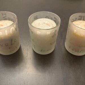 Set of 3 Love Candle Holders and 10 Candles - Votive Size